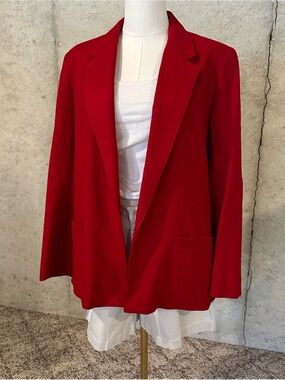 Vintage Red Wool Blazer Made in USA Minimalist 90s Structured Jacket Size Large